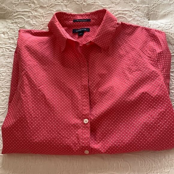 ‎Lands' End Pink Button Down shirt women's size 14 Tall - Picture 3 of 6